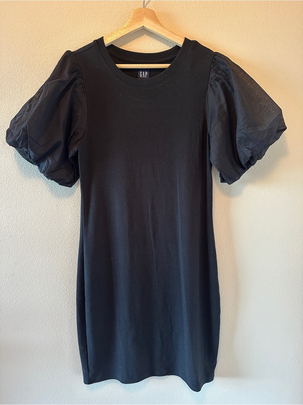 GAP Black Puff Sleeve Mini Dress